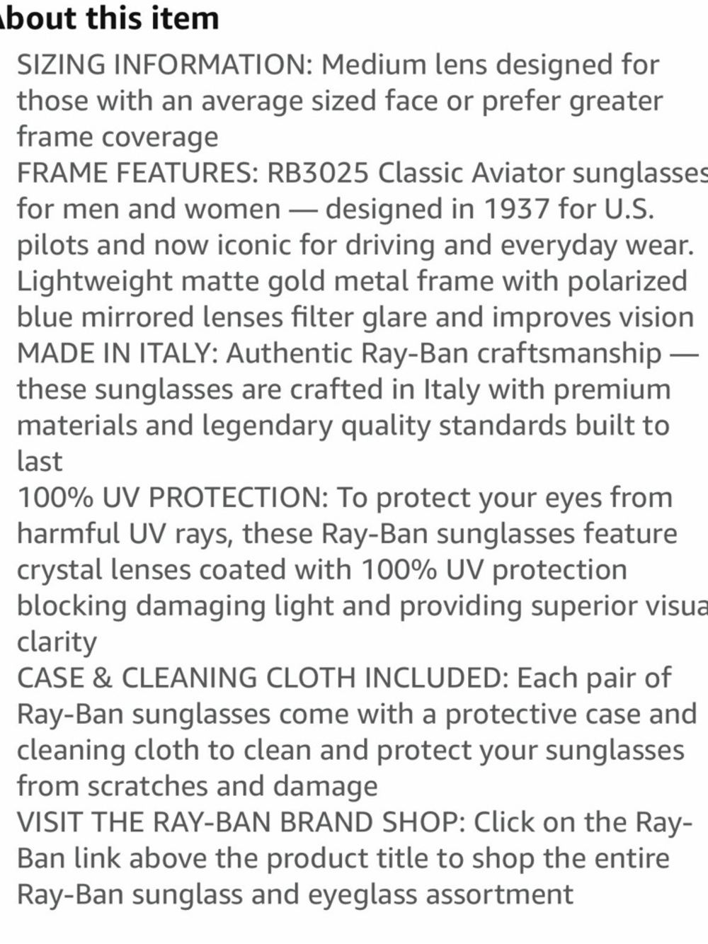 Ray-Ban Gold Frame Aviator Sunglasses with Blue Mirrored Lenses - Picture 9 of 9